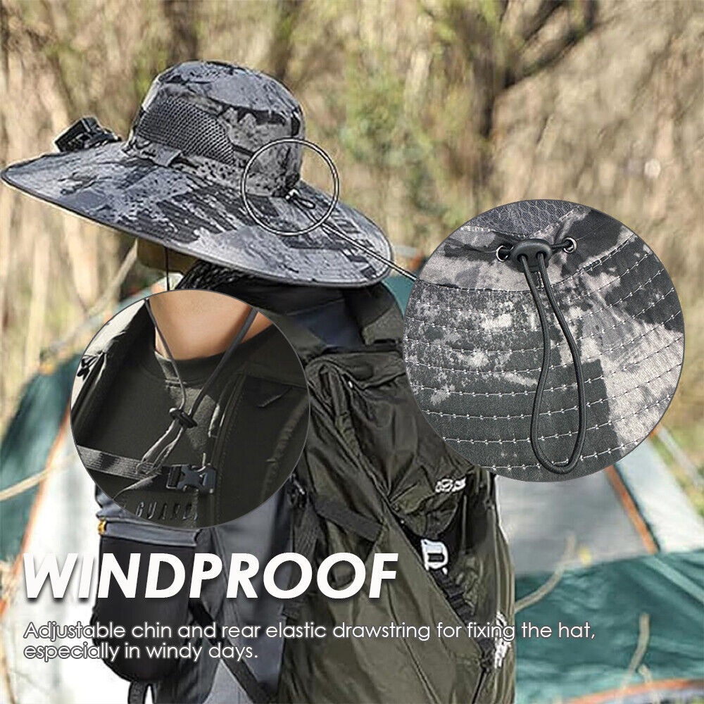 GoCamping UPF 50+ Solar Fan Sun Hat – Wide Brim Bucket Hat with Dual Fans