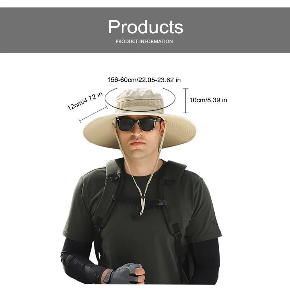 GoCamping UPF 50+ Solar Fan Sun Hat – Wide Brim Bucket Hat with Dual Fans
