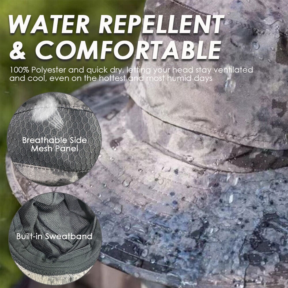 GoCamping UPF 50+ Solar Fan Sun Hat – Wide Brim Bucket Hat with Dual Fans