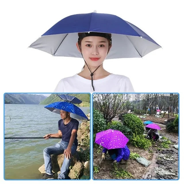 GoCamping Head Umbrella Hat Elastic Headband Umbrella Waterproof Sunscreen Shade Umbrella Hat Adjustable for Camping Fishing Golf