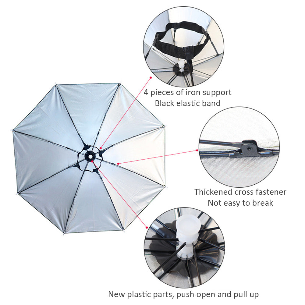 GoCamping Head Umbrella Hat Elastic Headband Umbrella Waterproof Sunscreen Shade Umbrella Hat Adjustable for Camping Fishing Golf